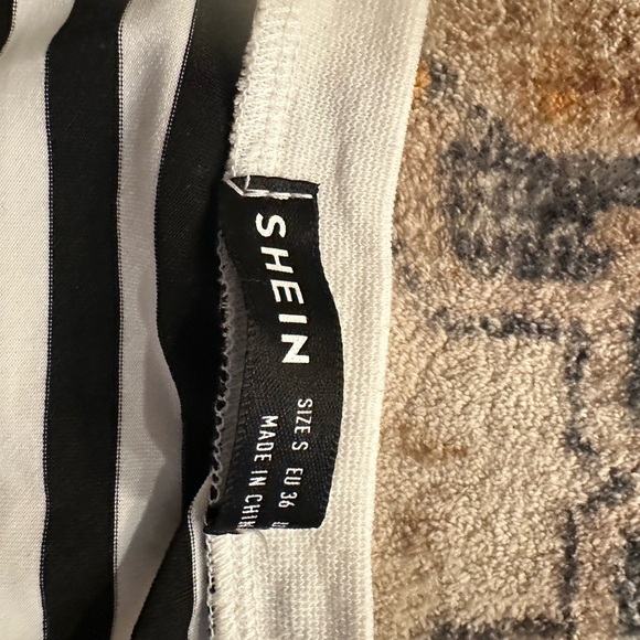 SHEIN Black and White Striped Tee with Red Heart - Picture 3 of 4